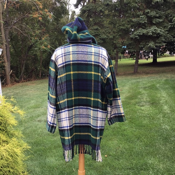 Vintage Irene Marshall Scottish Tartan Wool Toggle Fringe Coat - Picture 7 of 9